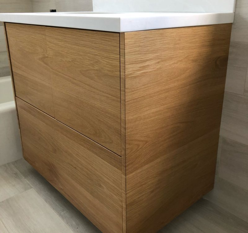 This collection is part of the premium series of cabinetry from Cardennelle and is a solid choice for our contemporary design customers who seek a continuous waterfall woodgrain effect in cabinetry.